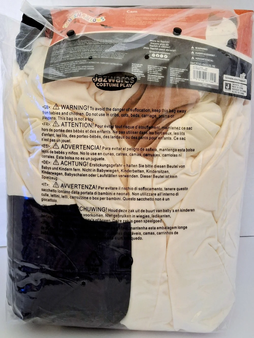 Squishmallows Cam Cat Kids Costume - White, Black, Tan